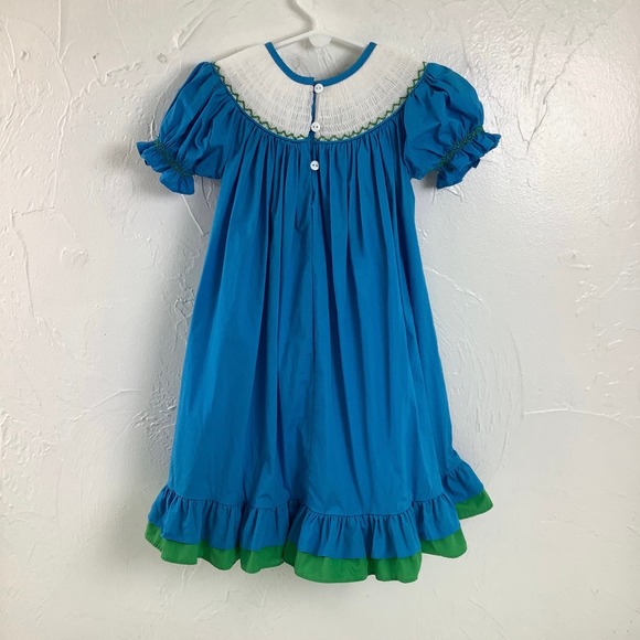 Ruah Shalom Designs Hand Smocked Peacock Dress girl SZ 2T EUC - Picture 2 of 12